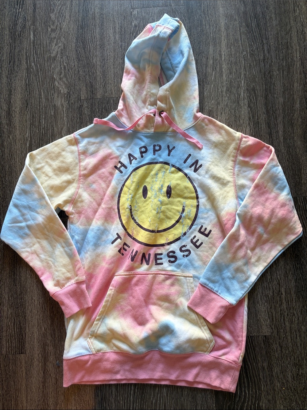 Happy in Tennessee Tie-Dye Smile Hoodie - Pastel